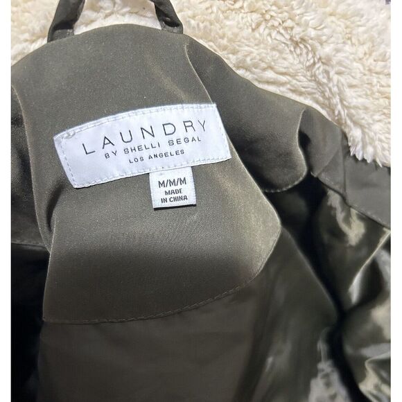 Laundry Shelli Segal Quilted Coat Women’s Medium Detachable Hood Green + Stain** - Picture 12 of 16